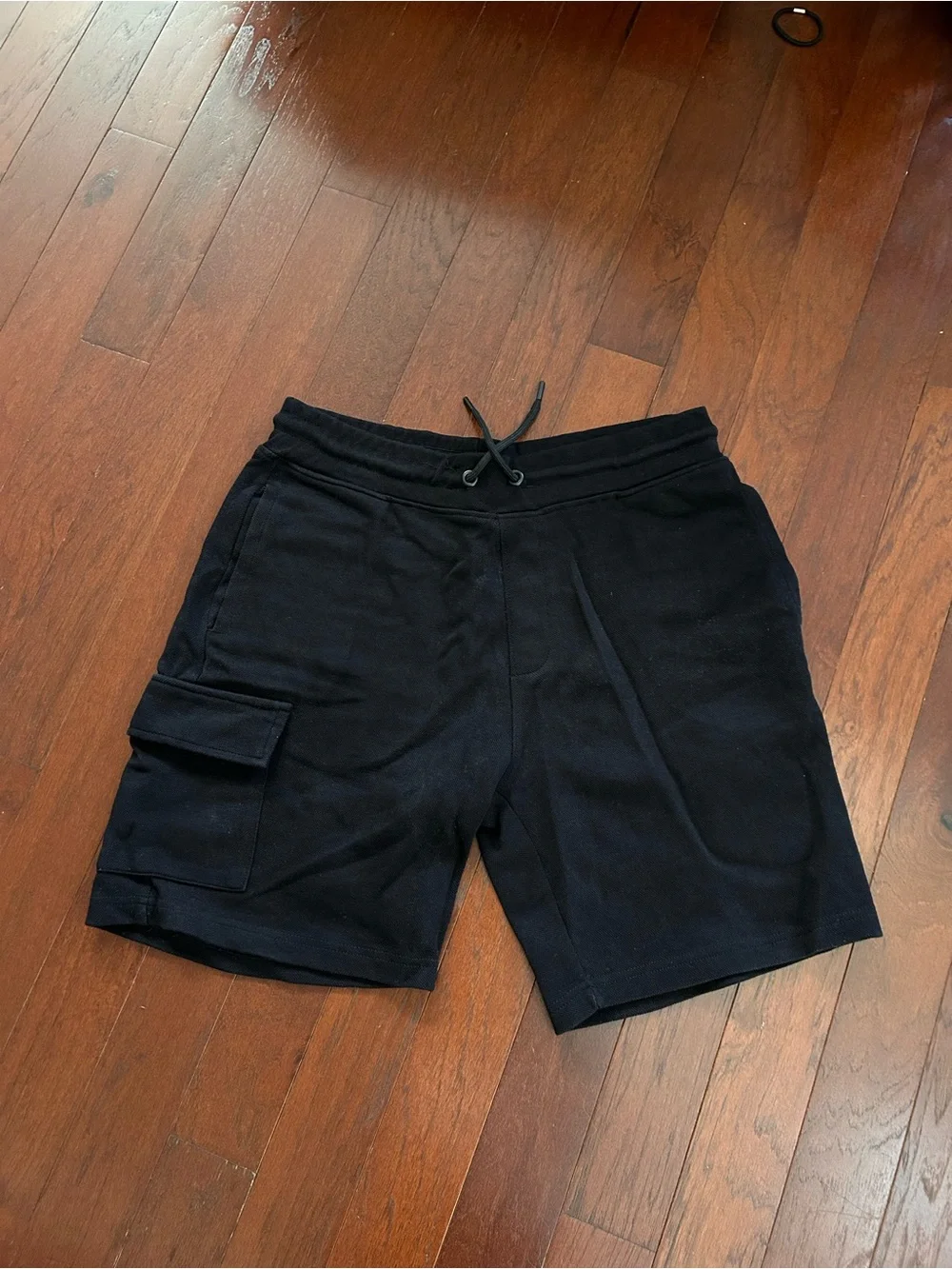 Lefties Black Cargo Sweat Shorts - Men's L (32) - Cotton Blend Fleece-Back Jogge